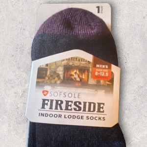 Mens Sofsole Black/Purple Fireside Indoor Lodge Socks Fits Shoe Size 8-12.5